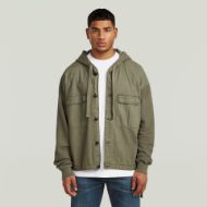 Picture of G-STAR MEN'S WOVEN MIX LOOSE HOODED SWEAT OVERSHIRT IN SHADOW OLIVE GD 1