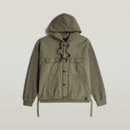 Picture of G-STAR MEN'S WOVEN MIX LOOSE HOODED SWEAT OVERSHIRT IN SHADOW OLIVE GD 6