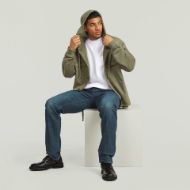 Picture of G-STAR MEN'S WOVEN MIX LOOSE HOODED SWEAT OVERSHIRT IN SHADOW OLIVE GD 5