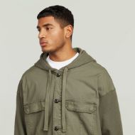 Picture of G-STAR MEN'S WOVEN MIX LOOSE HOODED SWEAT OVERSHIRT IN SHADOW OLIVE GD 3