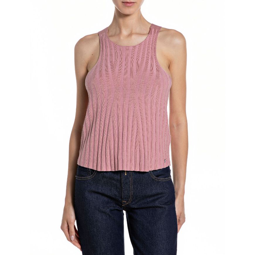 Снимка на REPLAY ДАМСКИ ТОП KNIT VISCOSE VEST TOP В РОЗОВО