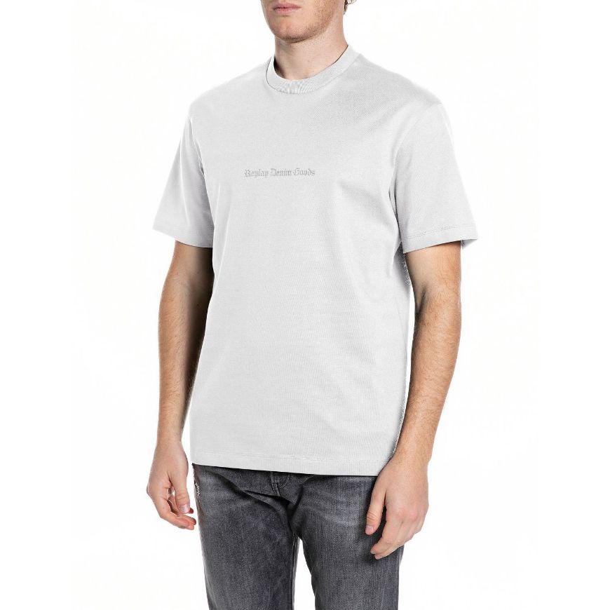 Снимка на REPLAY МЪЖКА БЛУЗА CREW-NECK COTTON T-SHIRT WITH DENIM GOODS PRINT В БЯЛО