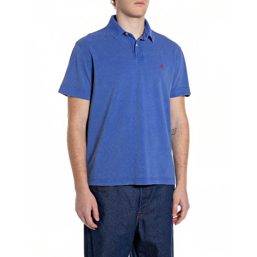 Снимка на REPLAY МЪЖКА БЛУЗА MARBLE-EFFECT COTTON PIQUÉ POLO-SHIRT В КРАЛСКО СИНЬО