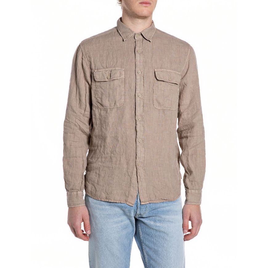 Снимка на REPLAY МЪЖКА РИЗА REGULAR FIT LINEN SHIRT SAHARA