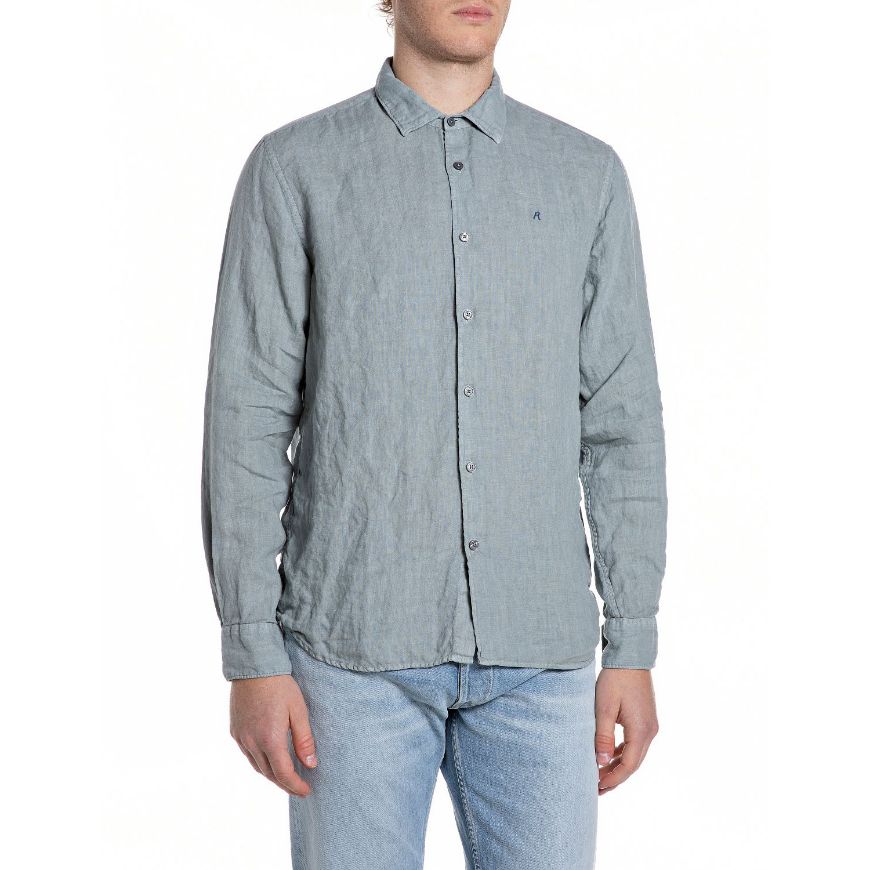 Снимка на REPLAY МЪЖКА РИЗА REGULAR FIT LINEN SHIRT В КАЛАЕНО СИНЬО