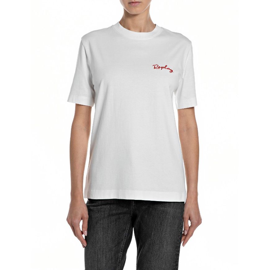 Снимка на REPLAY ДАМСКИ ТОП JERSEY T-SHIRT WITH FLORAL PRINT В БЯЛО