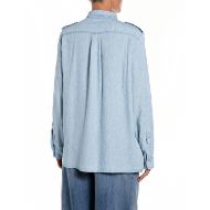 Снимка на REPLAY ДАМСКА РИЗА LINEN AND TENCEL DENIM SHIRT В СВЕТЛОСИНЬО 2