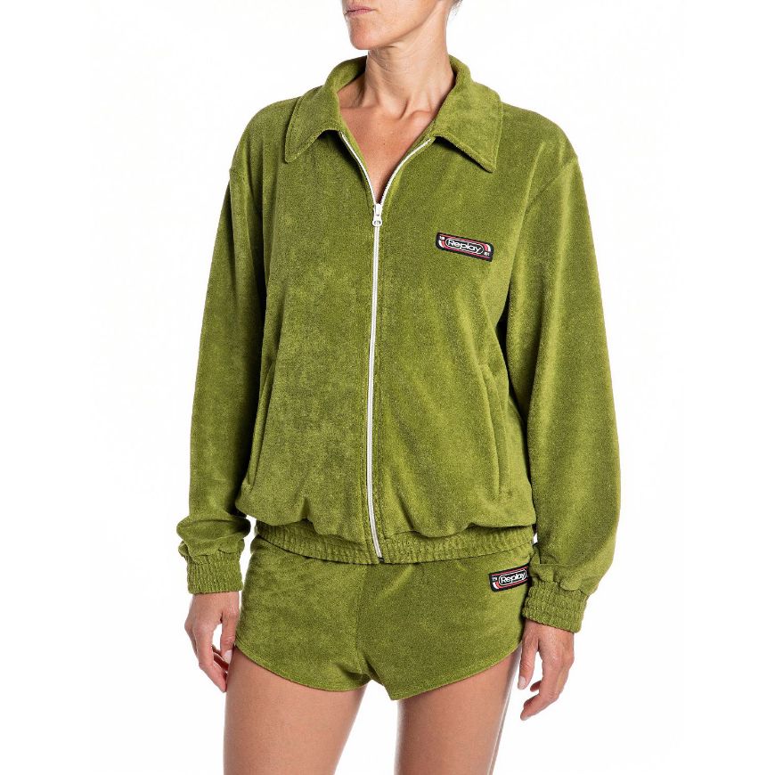 Снимка на REPLAY ДАМСКИ СУИТШЪРТ HIGH-NECK FULL ZIP SPONGE TERRY SWEATSHIRT В КАЛА ЗЕЛЕНО
