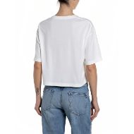 Снимка на REPLAY ДАМСКИ ТОП FINE PRINT CROPPED OVERSIZED T-SHIRT В БЯЛО 2