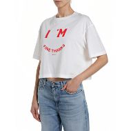 Снимка на REPLAY ДАМСКИ ТОП FINE PRINT CROPPED OVERSIZED T-SHIRT В БЯЛО 1
