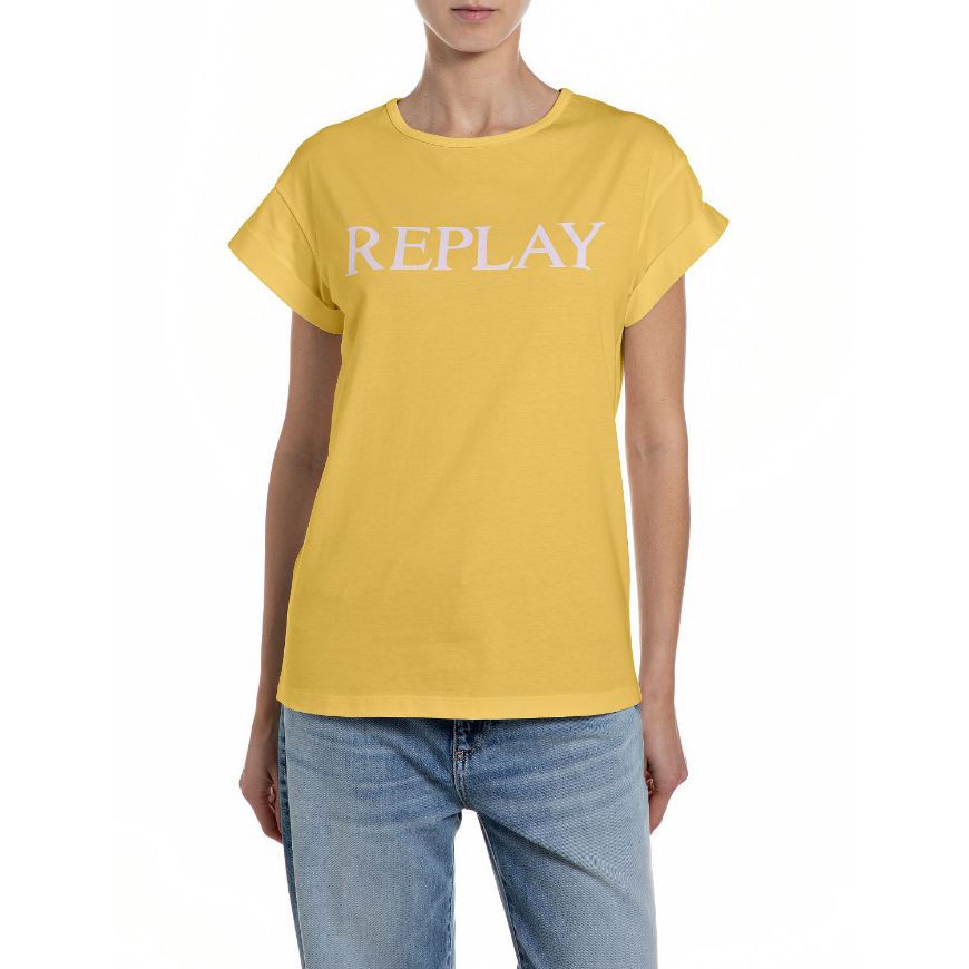 Снимка на REPLAY ДАМСКИ ТОП JERSEY T-SHIRT WITH LOGO PRINT В ЖЪЛТО