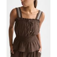 Снимка на SCOTCH&SODA ДАМСКИ ТОП COTTON CREPE SMOCKED WAIST TANK В КАФЯВО 6