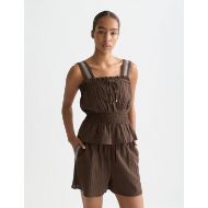 Снимка на SCOTCH&SODA ДАМСКИ ТОП COTTON CREPE SMOCKED WAIST TANK В КАФЯВО 4