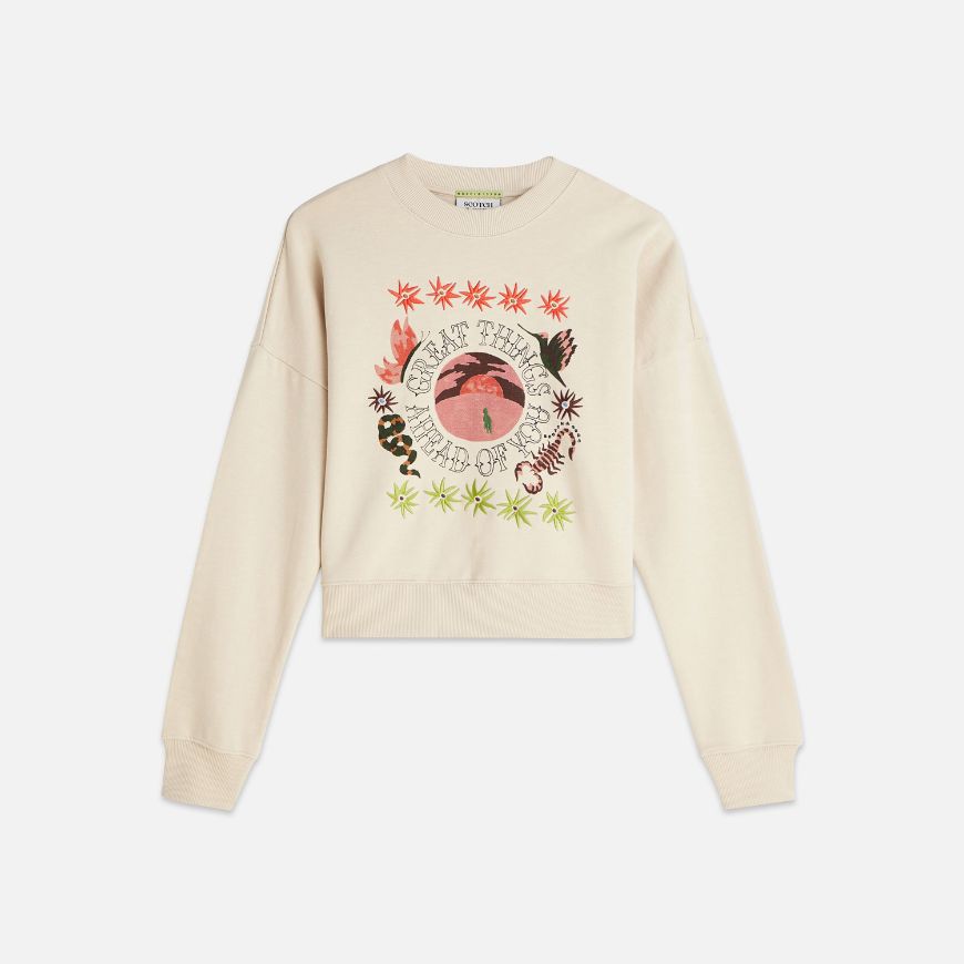 Снимка на SCOTCH&SODA ДАМСКИ СУИТШЪРТ ARTWORK RELAXED-FIT В БЕЖОВО