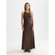 Picture of SCOTCH&SODA WOMEN'S VISCOSE MAXI CAMI WRAP DRESS IN BROWN 4