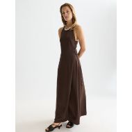 Picture of SCOTCH&SODA WOMEN'S VISCOSE MAXI CAMI WRAP DRESS IN BROWN 6