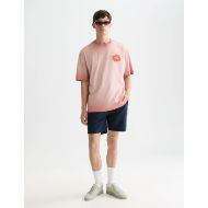 Picture of SCOTCH&SODA MEN'S FRONT AND BACK ARTWORK LOOSE FIT COL-DDYED T-SHIRT IN DARK PINK 7