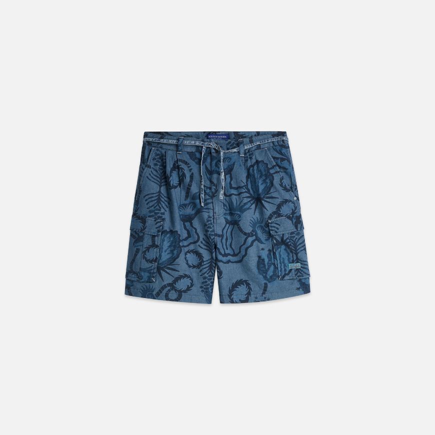 Снимка на SCOTCH&SODA МЪЖКИ БЕРМУДИ ALLOVER PRINTED CHAMBRAY CARGO В NAVY