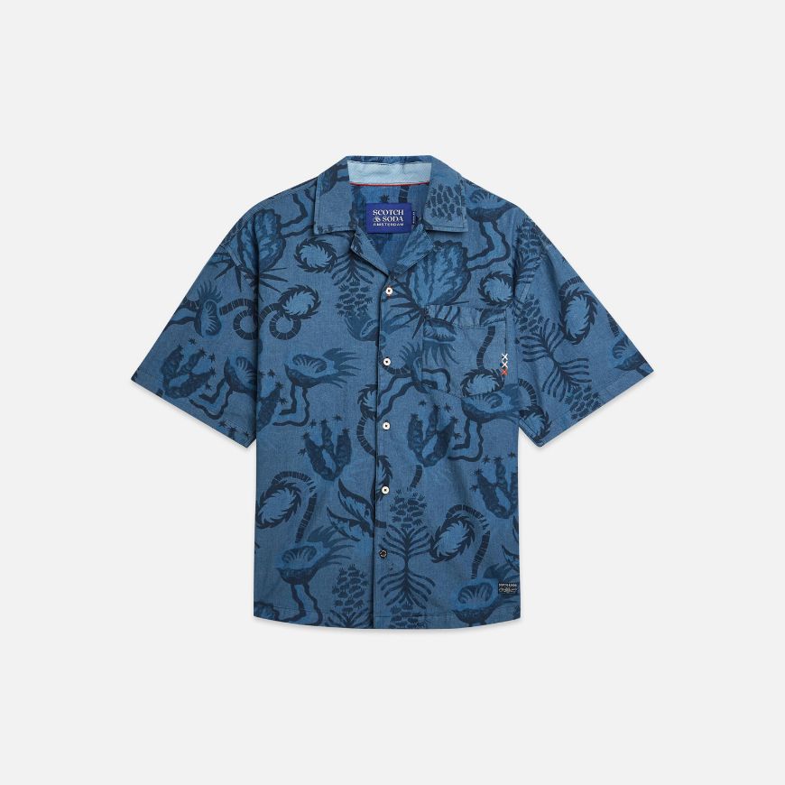 Снимка на SCOTCH&SODA МЪЖКА РИЗА PRINTED CHAMBRAY SHORT-SLEEVED В NAVY