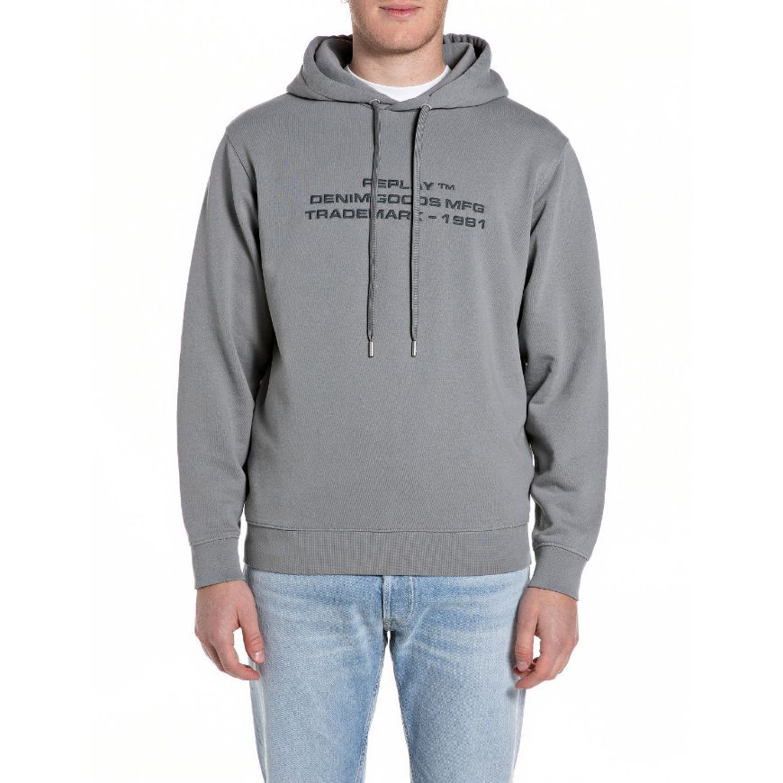 Снимка на REPLAY МЪЖКИ СУИТШЪРТ HOODY WITH LETTERING GREY MILITARY