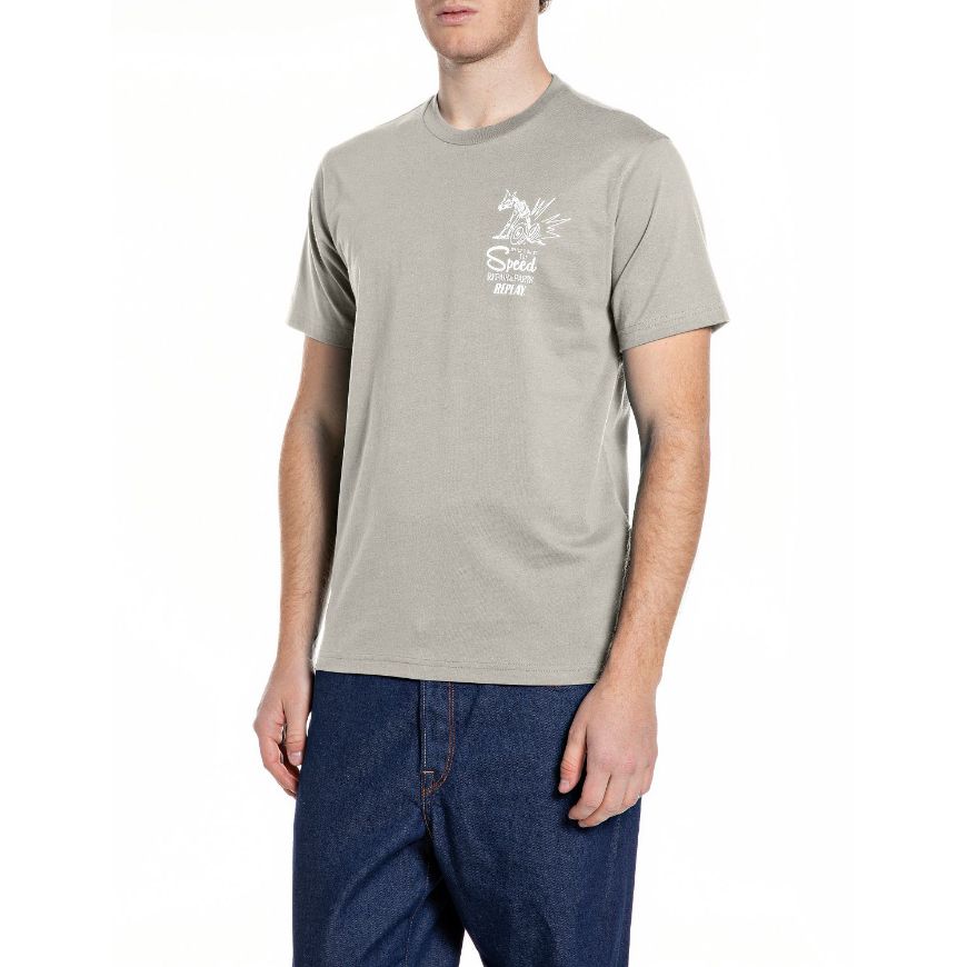 Снимка на REPLAY МЪЖКА БЛУЗА JERSEY T-SHIRT WITH BIKER PRINTS BONE