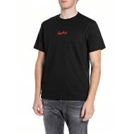 Picture of REPLAY MEN'S JERSEY T-SHIRT WITH SMALL AND BIG PRINTS IN BLACK 1