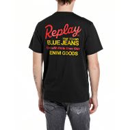 Picture of REPLAY MEN'S JERSEY T-SHIRT WITH SMALL AND BIG PRINTS IN BLACK 2