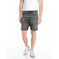 Picture of REPLAY MEN'S RBJ.981 TAPERED FIT 10.5 OZ STRETCH DENIM BERMUDA SHORTS IN DARK GREY 1