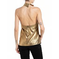 Снимка на REPLAY ДАМСКИ ТОП HALTERNECK CREPE COATED TOP WITH ZIPPER В ЗЛАТИСТО 2