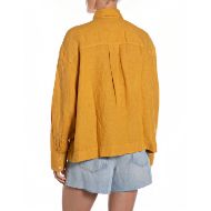 Picture of REPLAY WOMEN'S OVERSIZED LINEN SHIRT IN OCHER ARROWWOOD 2