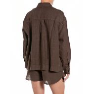 Picture of REPLAY WOMEN'S OVERSIZED LINEN SHIRT IN COFFEE 2