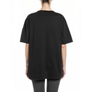 Picture of REPLAY WOMEN'S OVERSIZED BASIC JERSEY T-SHIRT WITH SLEEVE POCKET IN BLACK 2