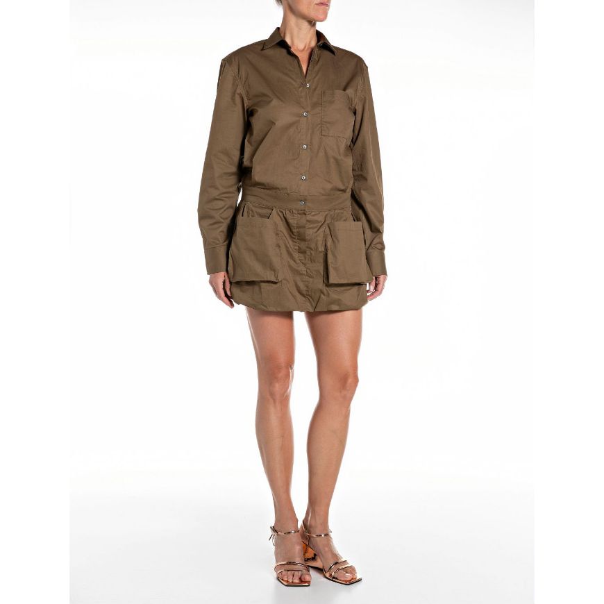 Снимка на REPLAY ДАМСКА РОКЛЯ SHORT COTTON POPLIN SHIRT DRESS В ПЛАЖНО КАФЯВО