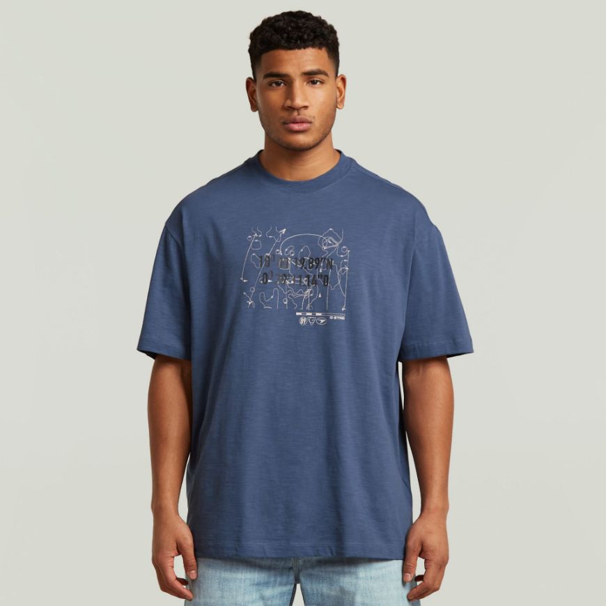 Picture of G-STAR MEN'S COORD GR RELAXED T-SHIRT IN RANK BLUE