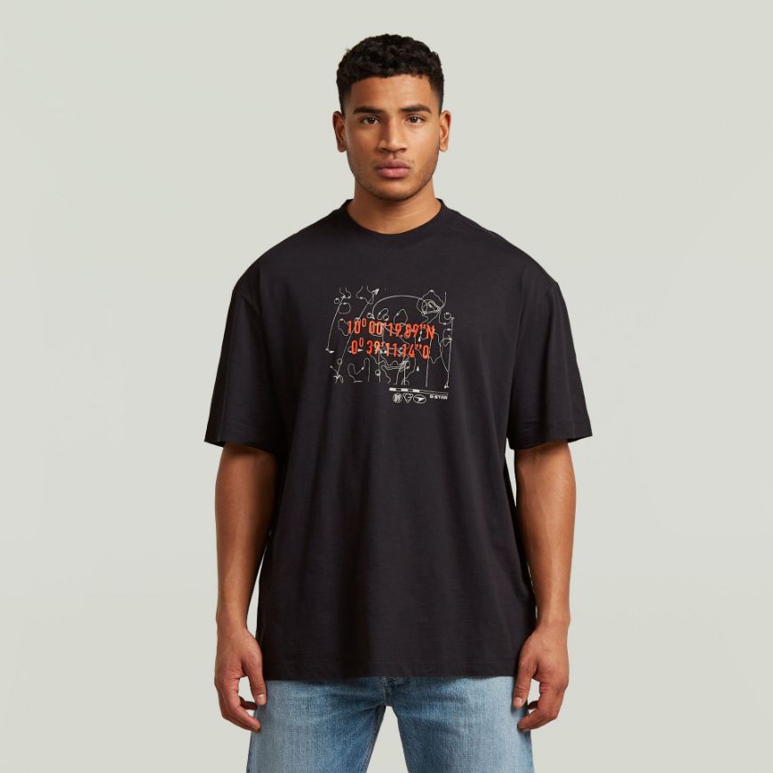Picture of G-STAR MEN'S COORD GR RELAXED T-SHIRT IN DK BLACK