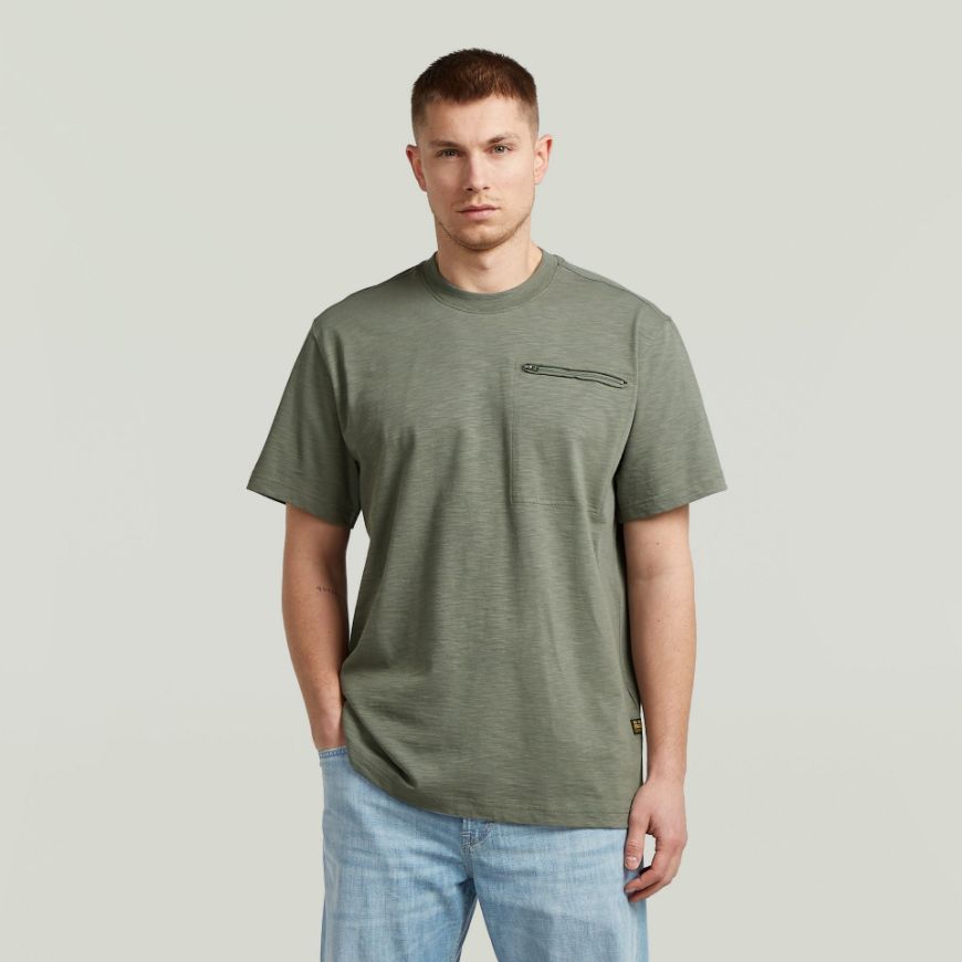 Picture of G-STAR MEN'S DISTRESSED ZIP POCKET T-SHIRT IN ORPHUS