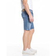Picture of REPLAY MEN'S RBJ.981 TAPERED FIT 11 OZ STRETCH DENIM BERMUDA SHORTS IN MEDIUM BLUE 2