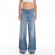 Picture of REPLAY WOMEN'S NALAJA WIDE FIT JEANS 12 OZ RECYCLED INDIGO COTTON IN LIGHT BLUE 1