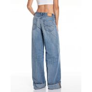 Picture of REPLAY WOMEN'S NALAJA WIDE FIT JEANS 12 OZ RECYCLED INDIGO COTTON IN LIGHT BLUE 3