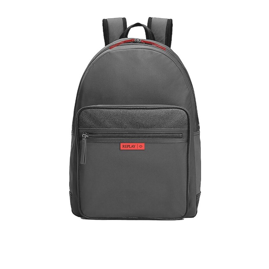 Picture of REPLAY MEN'S NYLON AND PU BACKPACK IN BLACK