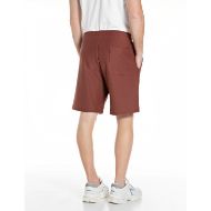 Picture of REPLAY MEN'S REGULAR FIT DIAGONAL HEAVY JERSEY SHORTS IN CHOCOLATE 3