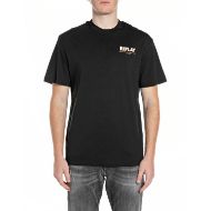 Picture of REPLAY MEN'S RELAXED FIT JERSEY T-SHIRT WITH FIJI PRINT IN BLACK 1