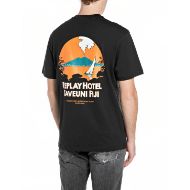 Picture of REPLAY MEN'S RELAXED FIT JERSEY T-SHIRT WITH FIJI PRINT IN BLACK 2