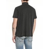 Picture of REPLAY MEN'S MARBLE-EFFECT COTTON PIQUÉ POLO-SHIRT IN BLACKBOARD 2