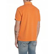 Picture of REPLAY MEN'S COTTON PIQUÉ POLO-SHIRT WITH EMBROIDERY IN ORANGE 2