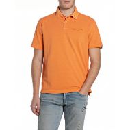 Picture of REPLAY MEN'S COTTON PIQUÉ POLO-SHIRT WITH EMBROIDERY IN ORANGE 1