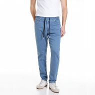 Picture of REPLAY MEN'S LANNY SLIM FIT JEANS 8 OZ SUPER SOFT DEEP INDIGO STRETCH IN MEDIUM BLUE 1