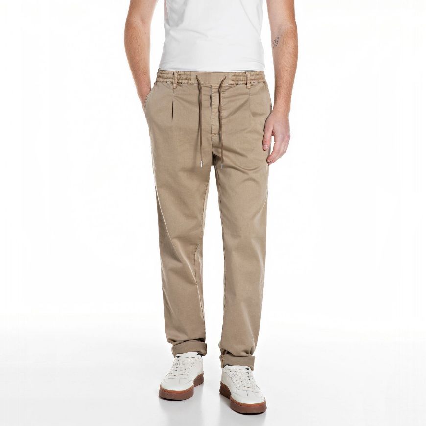 Снимка на REPLAY МЪЖКИ ПАНТАЛОНИ TAPERED FIT DOBBY TWILL TROUSERS WITH DARTS В КАФЕНО