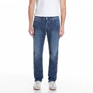 Picture of REPLAY MEN'S GROVER STRAIGHT FIT JEANS 7 OZ DARK INDIGO STRETCH IN MEDIUM BLUE 1