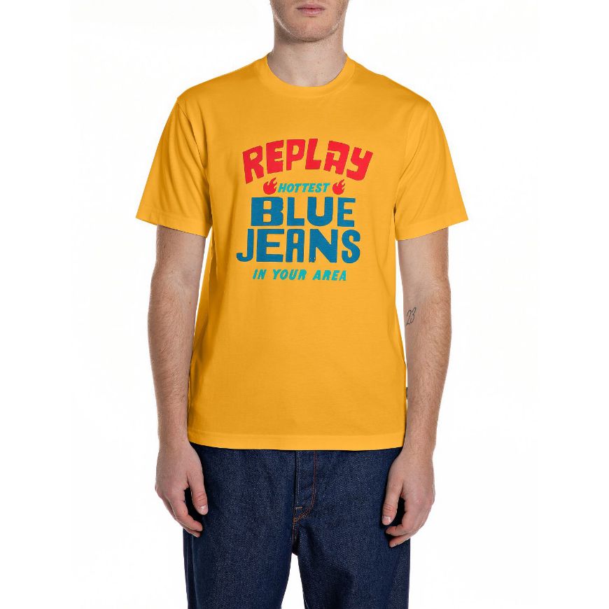 Снимка на REPLAY МЪЖКА БЛУЗА JERSEY T-SHIRT WITH CHEST PRINT В ЦАРЕВИЧНО ЖЪЛТО